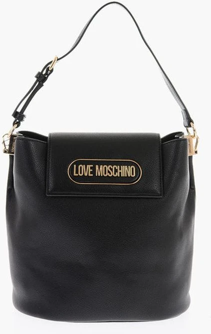 Сумка Moschino LOVE Bucket Bag из текстурированной экокожи с тисненым логотипом