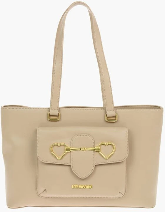Сумка-тоут Moschino LOVE из искусственной кожи, большая, с передним карманом, модель Tote Bag с клапаном-сердцем
