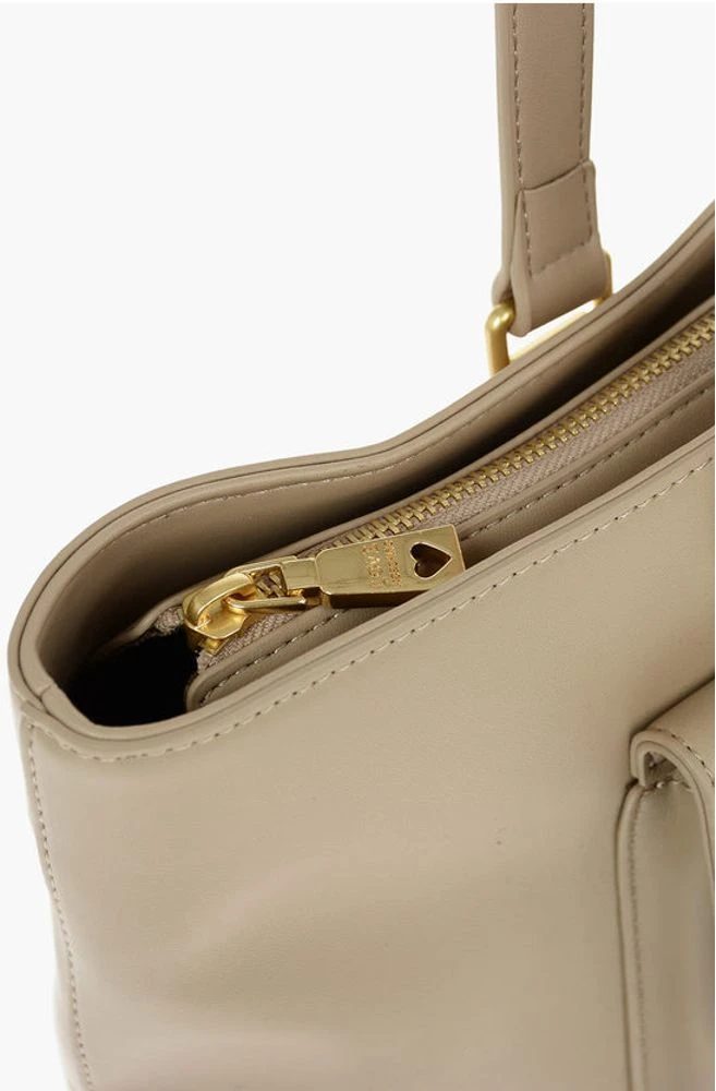 Сумка-тоут Moschino LOVE из искусственной кожи, большая, с передним карманом, модель Tote Bag с клапаном-сердцем