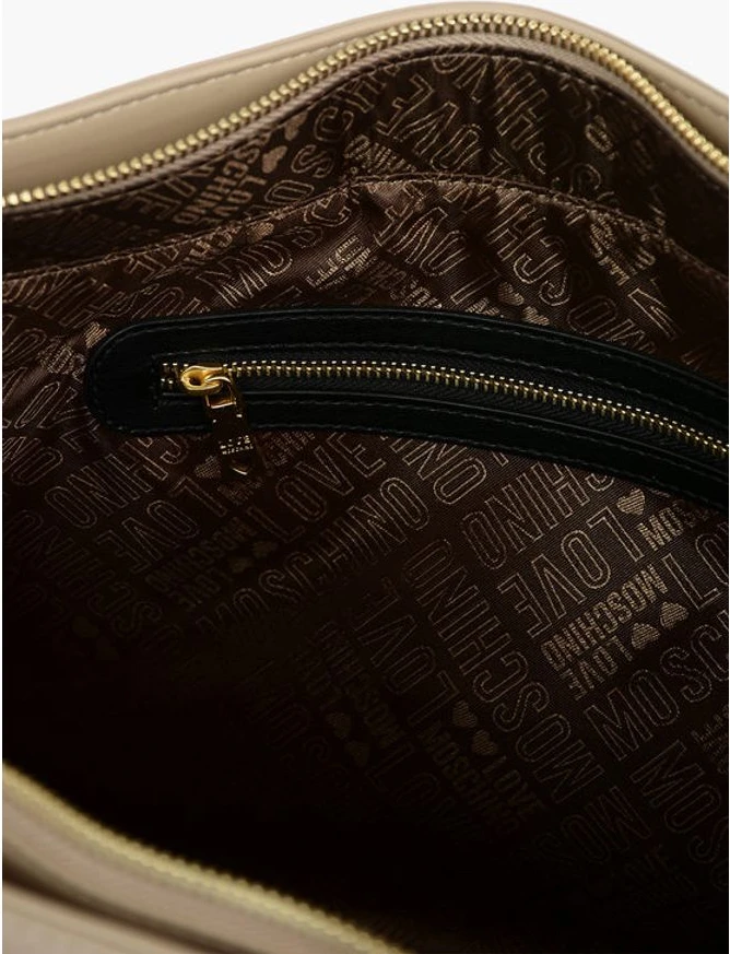 Сумка-тоут Moschino LOVE из искусственной кожи, большая, с передним карманом, модель Tote Bag с клапаном-сердцем