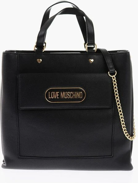 Сумка Moschino LOVE из экокожи прямоугольной формы с накладным карманом Maxi