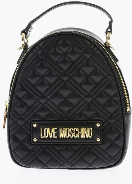 Мини-сумка Moschino Love стеганая из искусственной кожи с золотистыми деталями