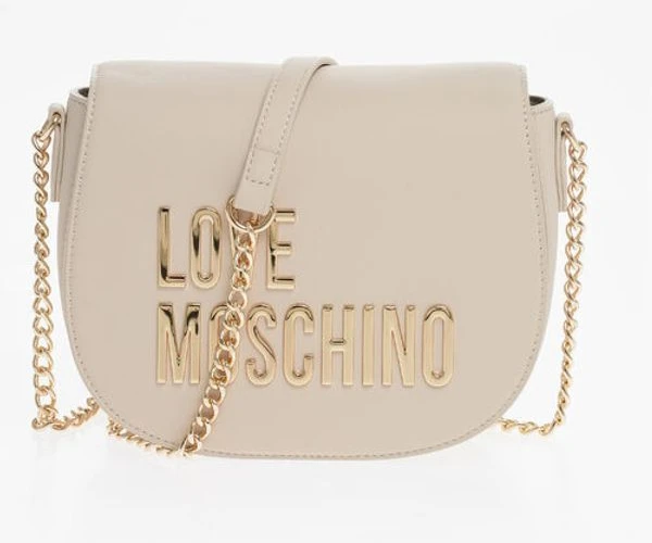 Сумка через плечо Moschino LOVE из искусственной кожи в форме седла с золотой цепочкой и макси-логотипом