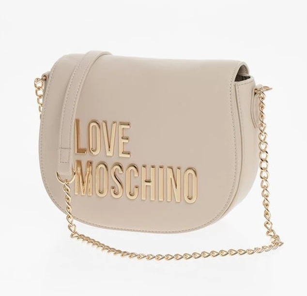 Сумка через плечо Moschino LOVE из искусственной кожи в форме седла с золотой цепочкой и макси-логотипом