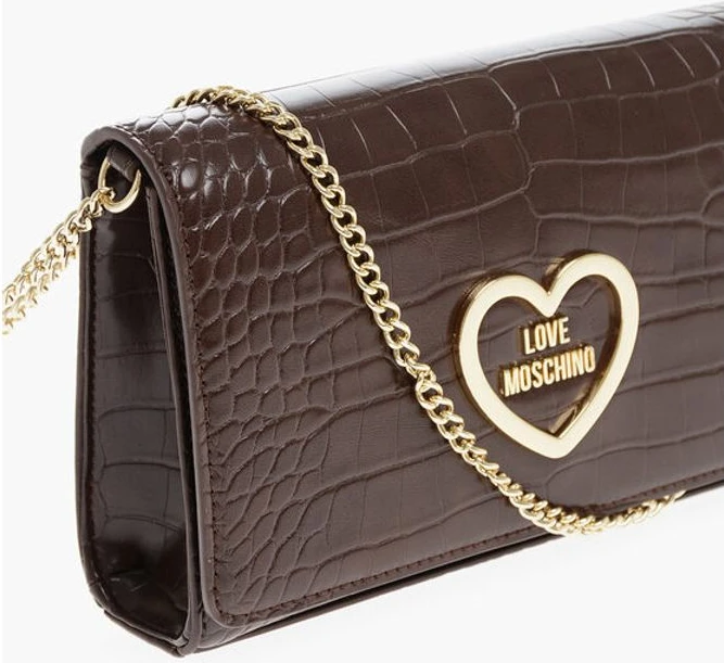 Сумка через плечо Moschino LOVE с эффектом крокодиловой кожи из искусственной кожи с золотой цепочкой