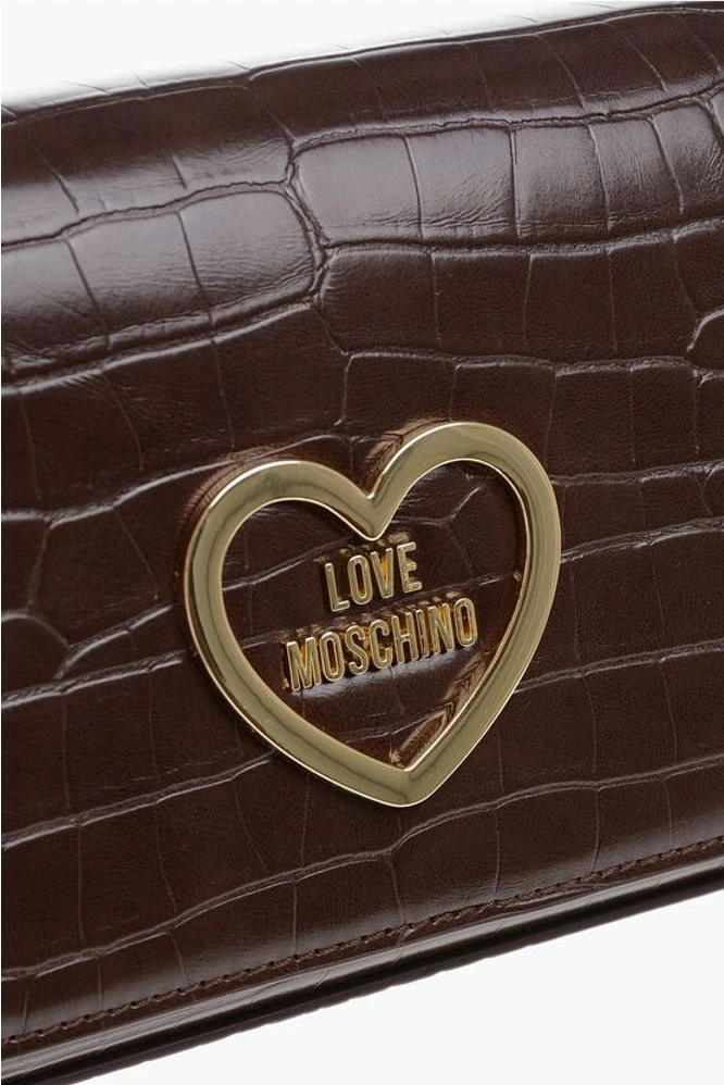 Сумка через плечо Moschino LOVE с эффектом крокодиловой кожи из искусственной кожи с золотой цепочкой