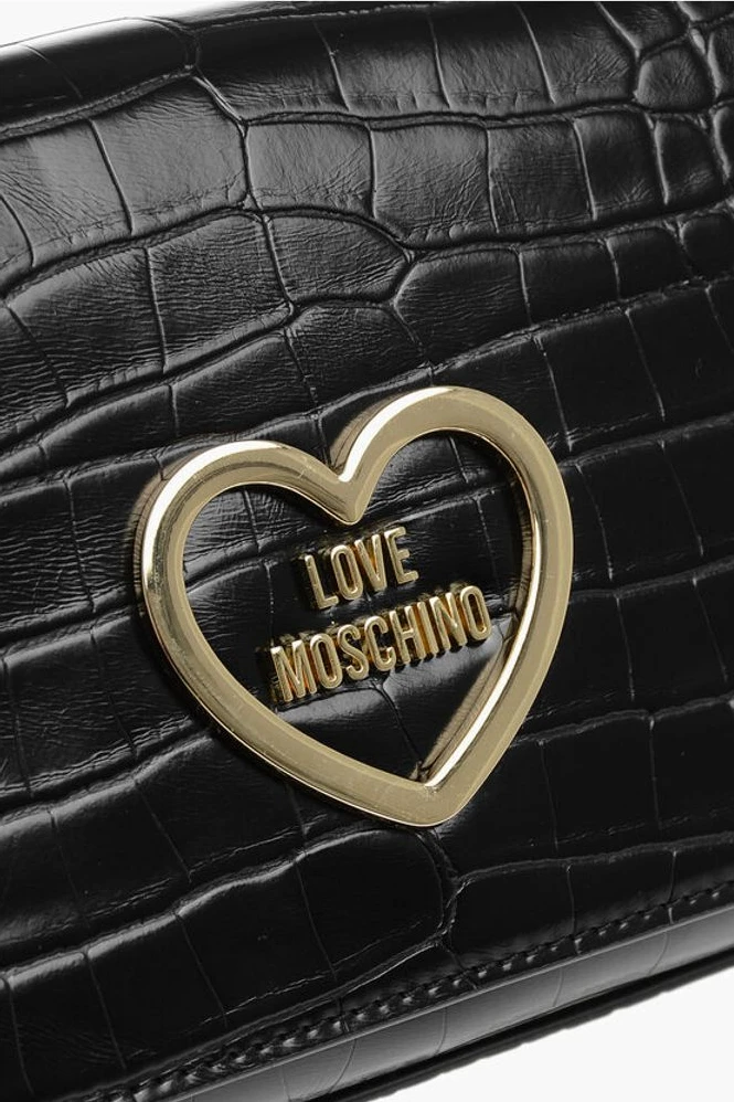 Сумка через плечо Moschino LOVE с эффектом крокодила из искусственной кожи с золотой цепочкой