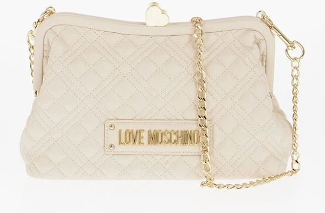 Сумка Moschino LOVE с принтом в виде стеганой экокожи с золотой цепочкой и деталью в виде сердца