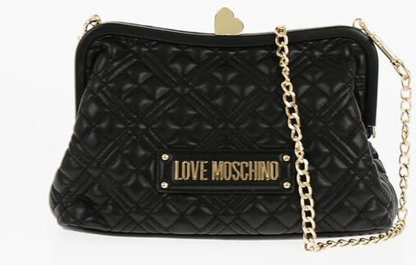 Сумка Moschino LOVE Стеганая из Искусственной Кожи с Золотой Цепочкой и Сердцем