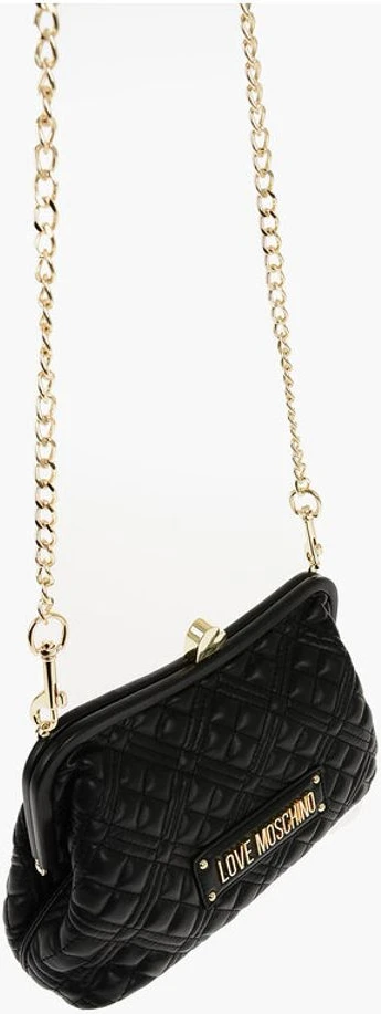 Сумка Moschino LOVE Стеганая из Искусственной Кожи с Золотой Цепочкой и Сердцем