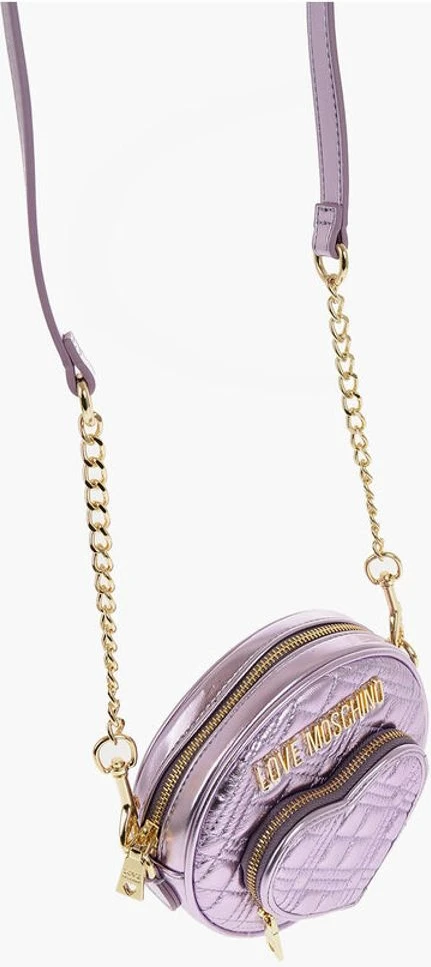 Сумка через плечо Moschino LOVE Стеганая сумка из металлизированной искусственной кожи с брелоком в форме сердца
