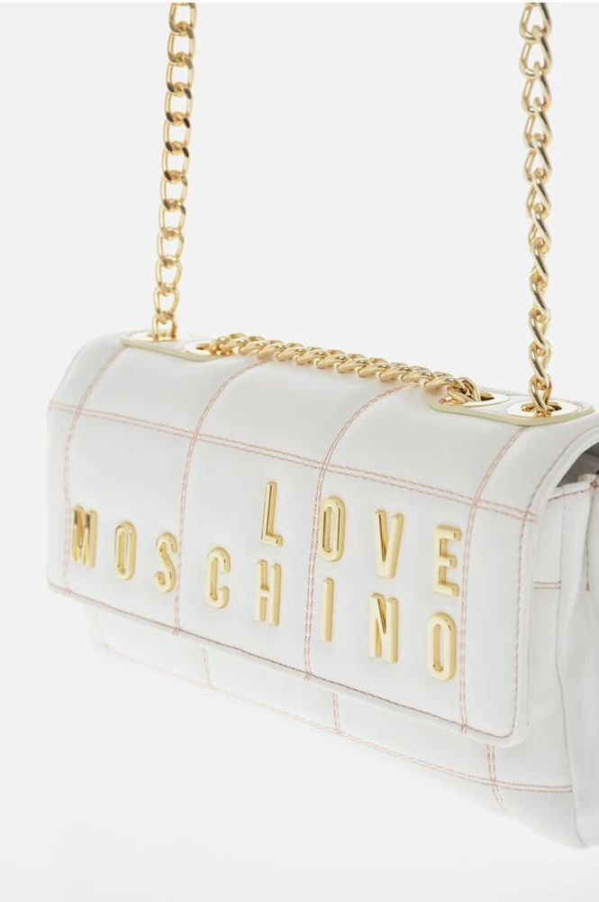 Сумка Moschino LOVE стеганая из экокожи с цепочкой на плечевом ремне
