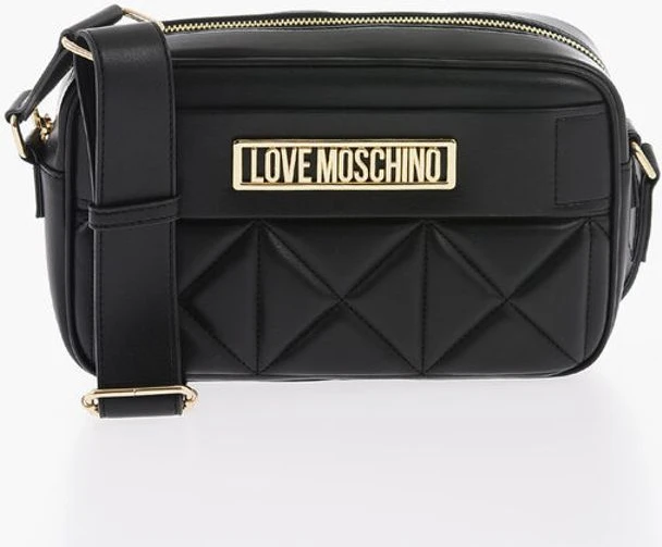 Сумка через плечо Moschino Стеганая Сумка-Камера из Экокожи с Золотистым Логотипом