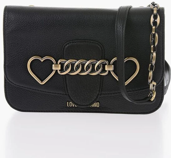 Сумка через плечо Moschino LOVE Кожаная сумка через плечо с зажимом в форме сердца