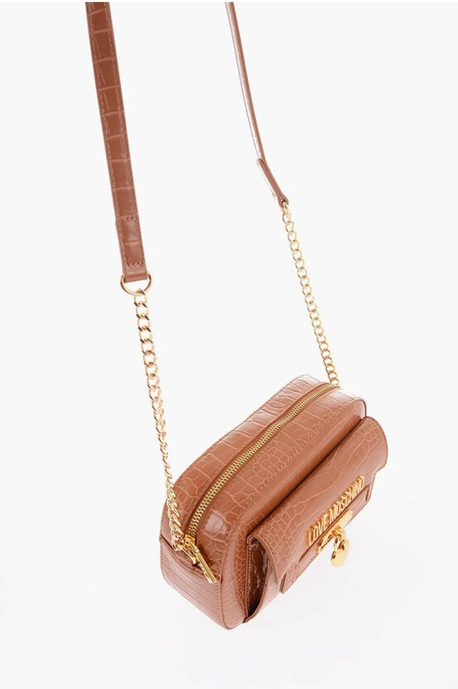 Сумка кросс-боди Moschino LOVE из экокожи с эффектом крокодила