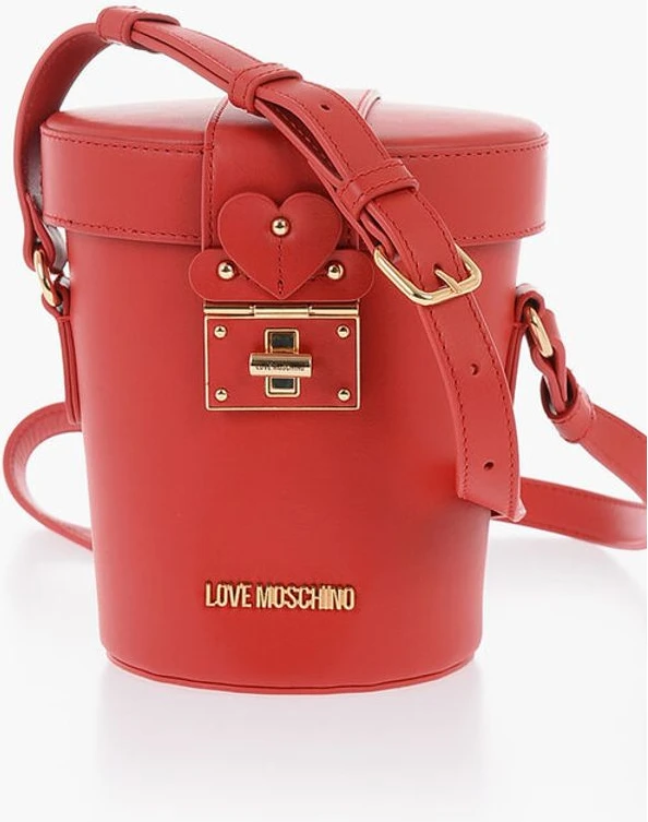 Сумка-ведро Moschino LOVE, кожаная сумка-ведро с замком-защелкой