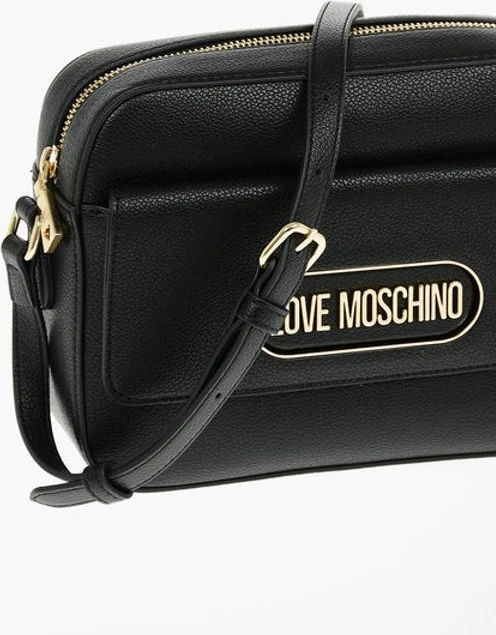 Сумка через плечо Moschino из текстурированной экокожи в стиле сумки-камеры с передним карманом