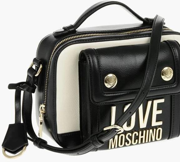 Сумка через плечо Moschino LOVE Золотой Логотип Двухцветная Искусственная Кожа