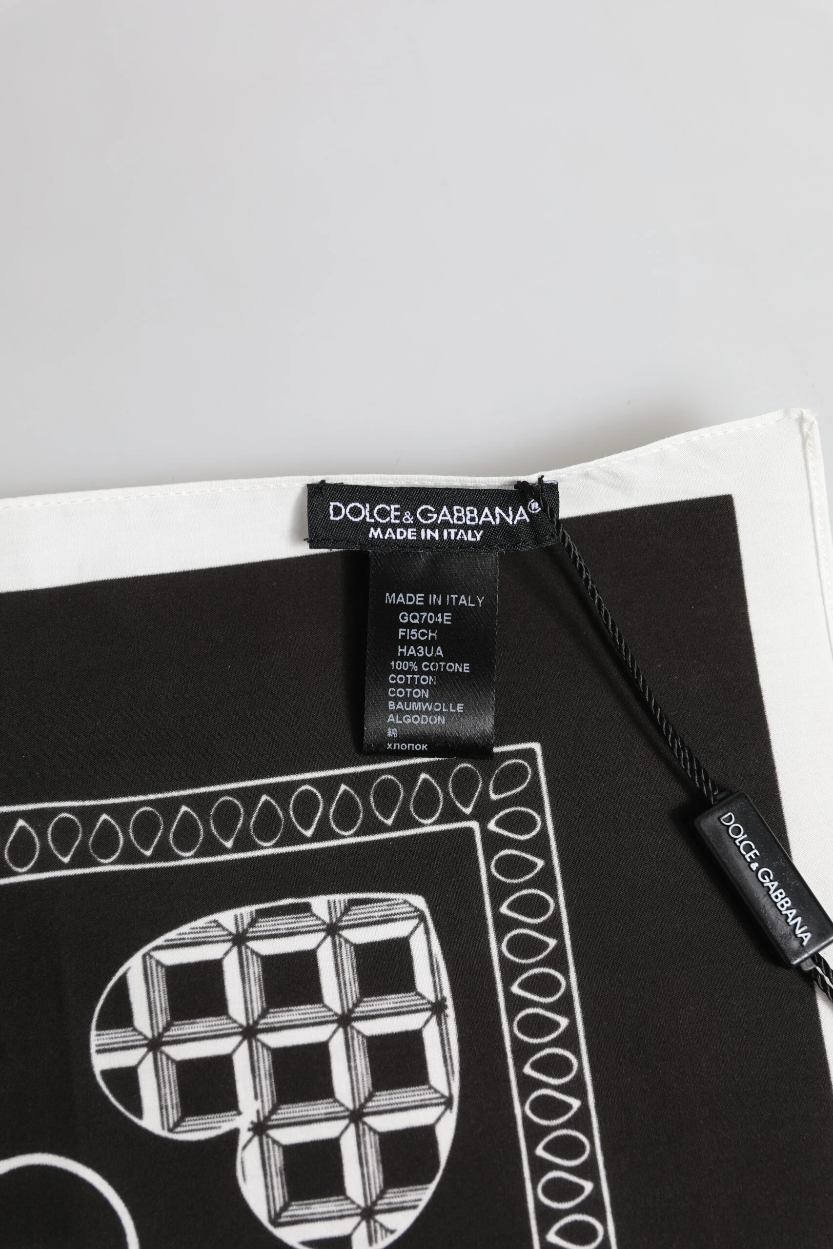 Шарф Dolce & Gabbana Черно-белый Бандана Квадратный