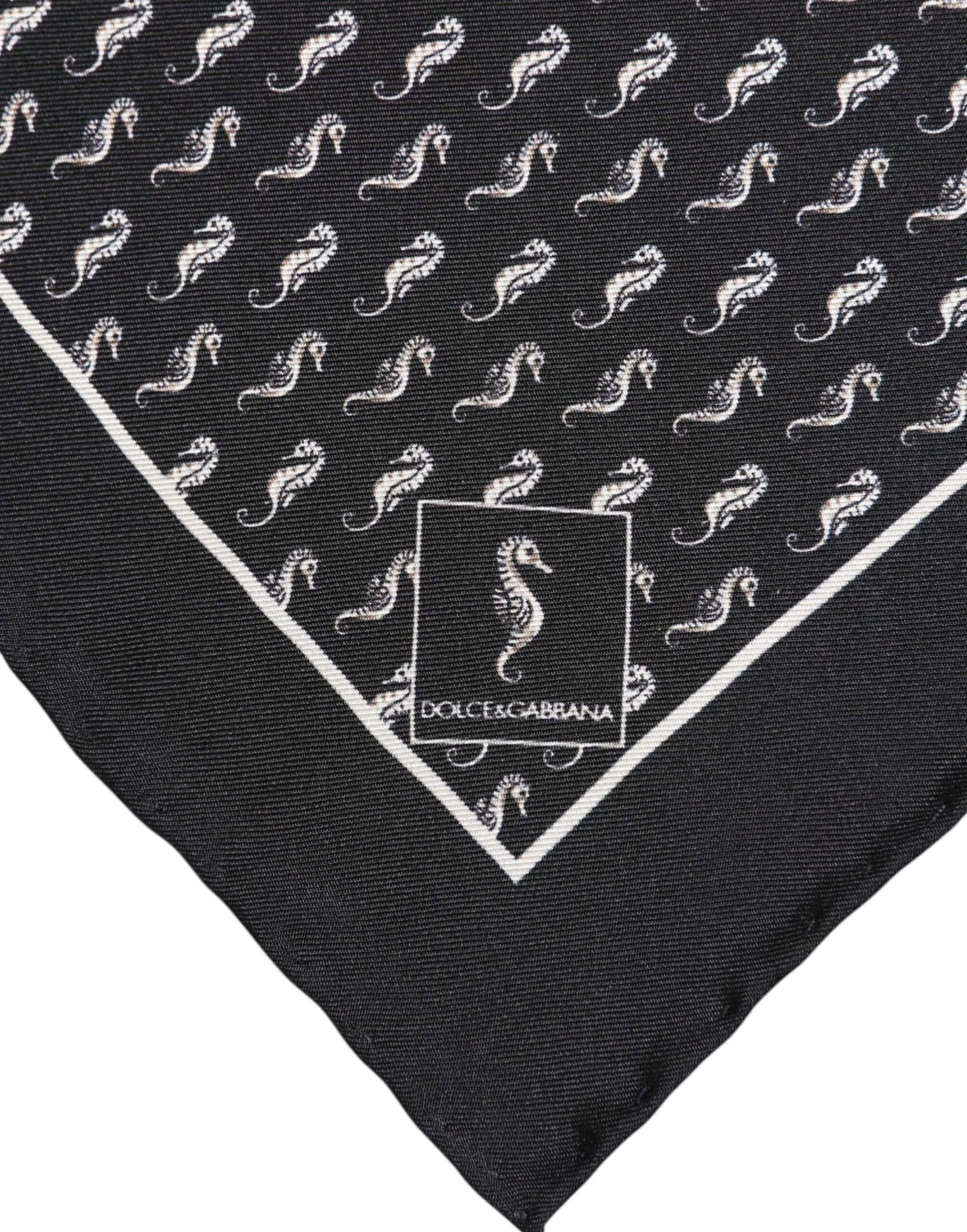 Шелковый платок-каре Dolce & Gabbana Black Sea Horse