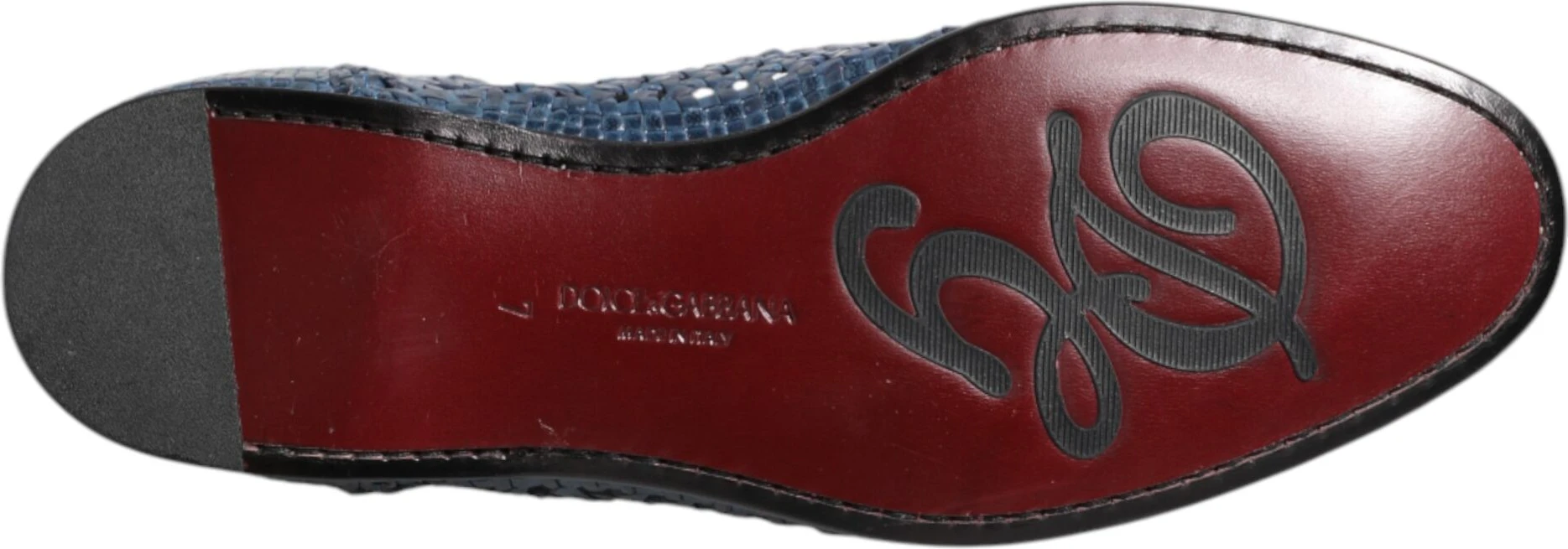 Синие плетеные кожаные слипоны Dolce & Gabbana
