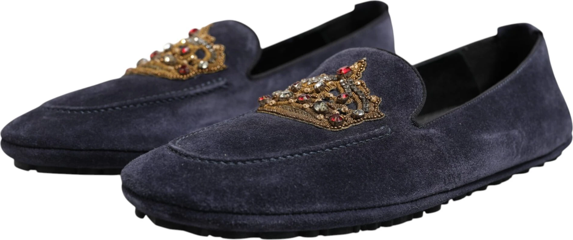 Лоферы Dolce & Gabbana Синие замшевые лоферы с кристаллами