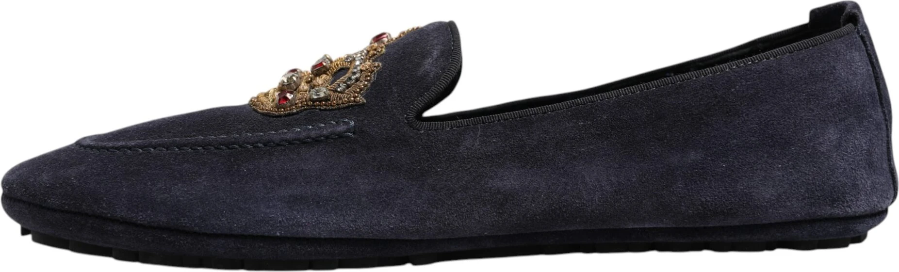 Лоферы Dolce & Gabbana Синие замшевые лоферы с кристаллами
