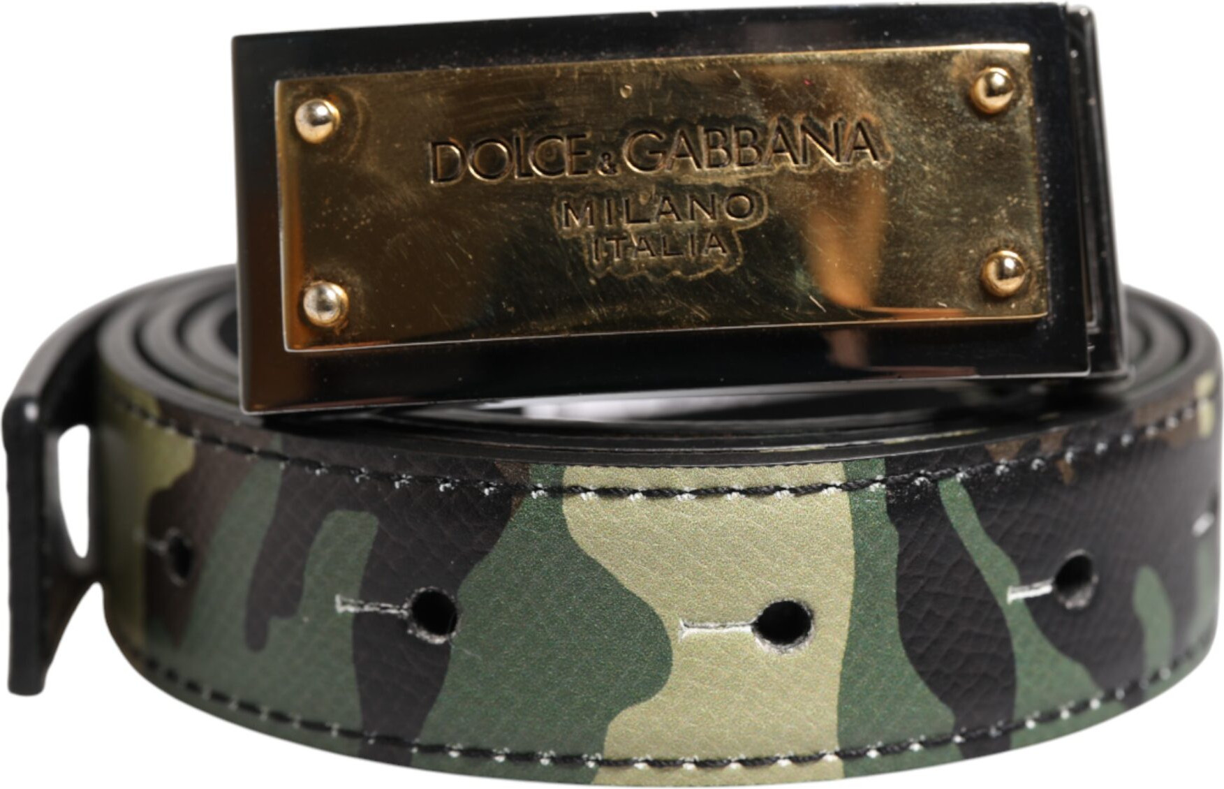 Ремень Dolce & Gabbana Мультицветный камуфляж Металлическая пряжка с логотипом