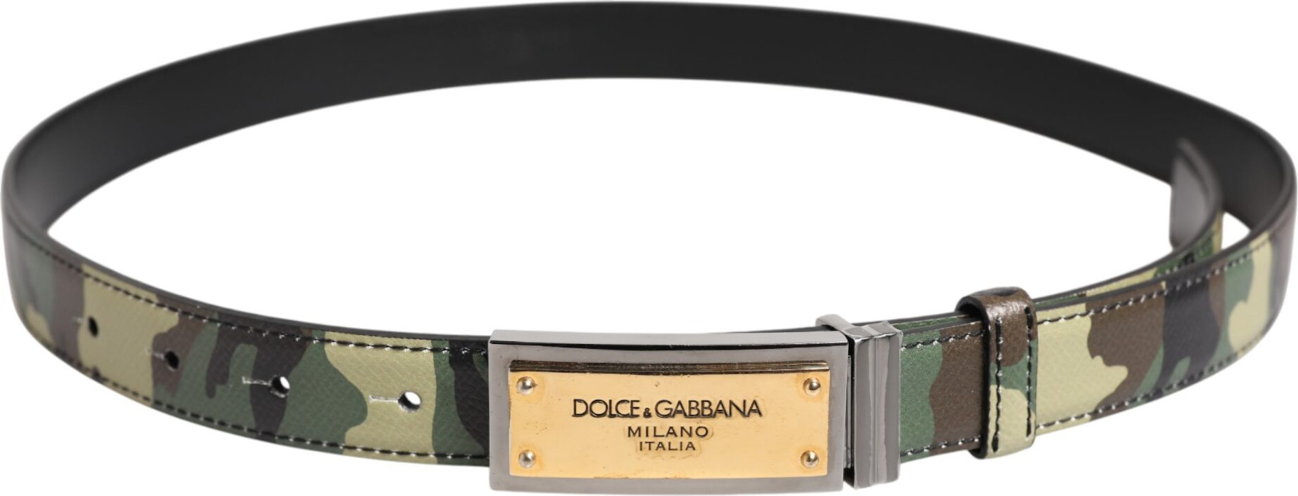 Ремень Dolce & Gabbana Мультицветный камуфляж Металлическая пряжка с логотипом