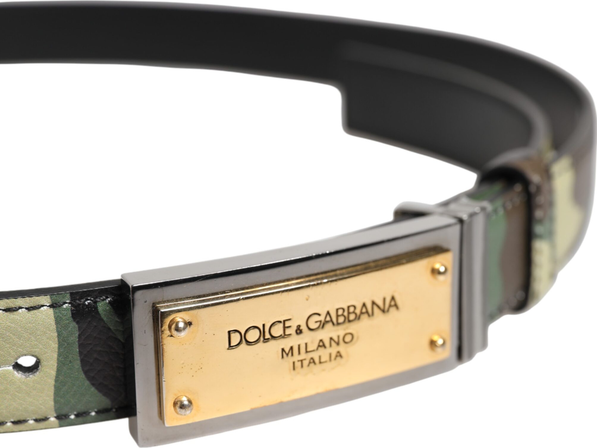 Ремень Dolce & Gabbana Мультицветный камуфляж Металлическая пряжка с логотипом