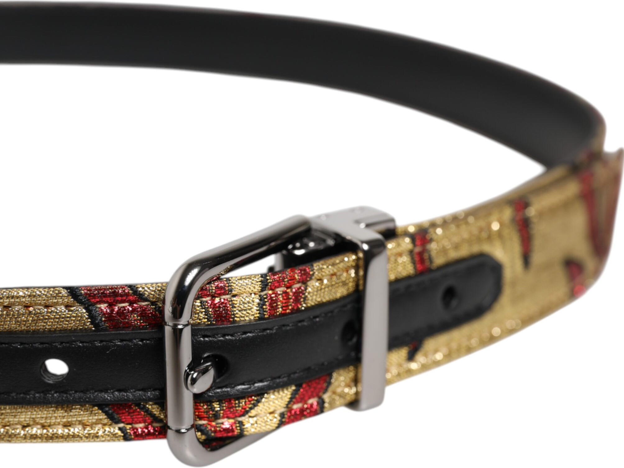 Ремень Dolce & Gabbana Золотой Жаккард с Цветочным Узором