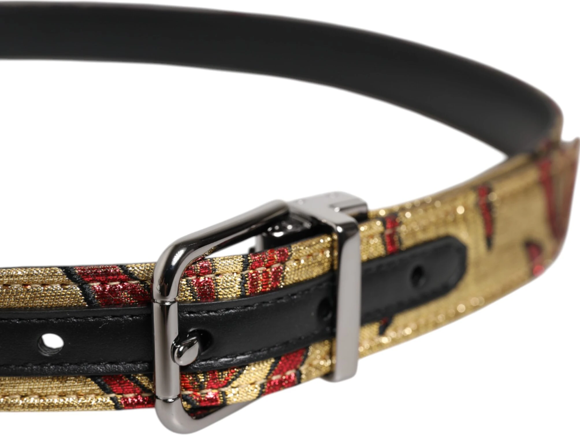 Ремень Dolce & Gabbana Золотой Жаккард с Цветочным Узором