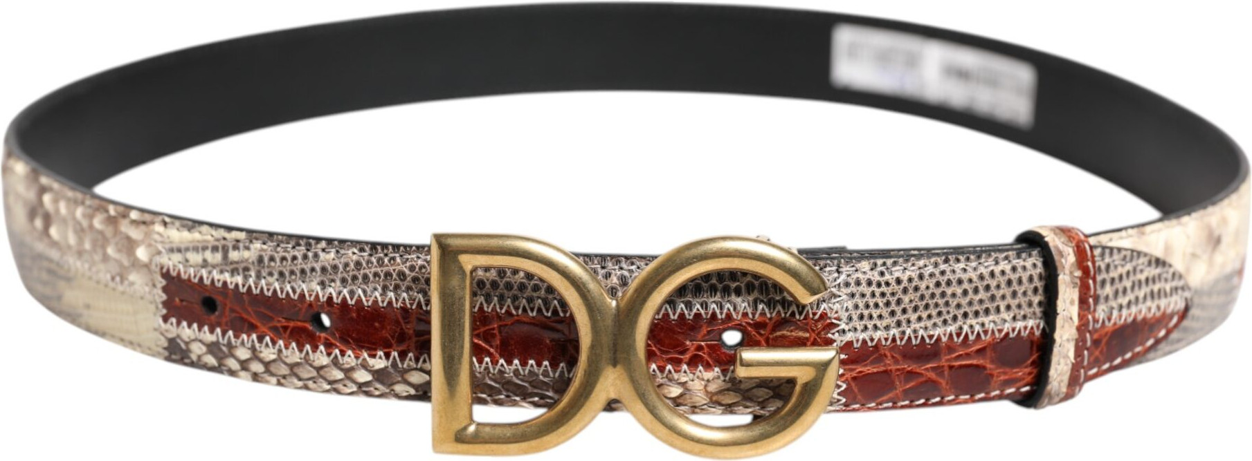 Ремень Dolce & Gabbana Мультицветной Экзотической Кожи с Пряжкой с Логотипом DG