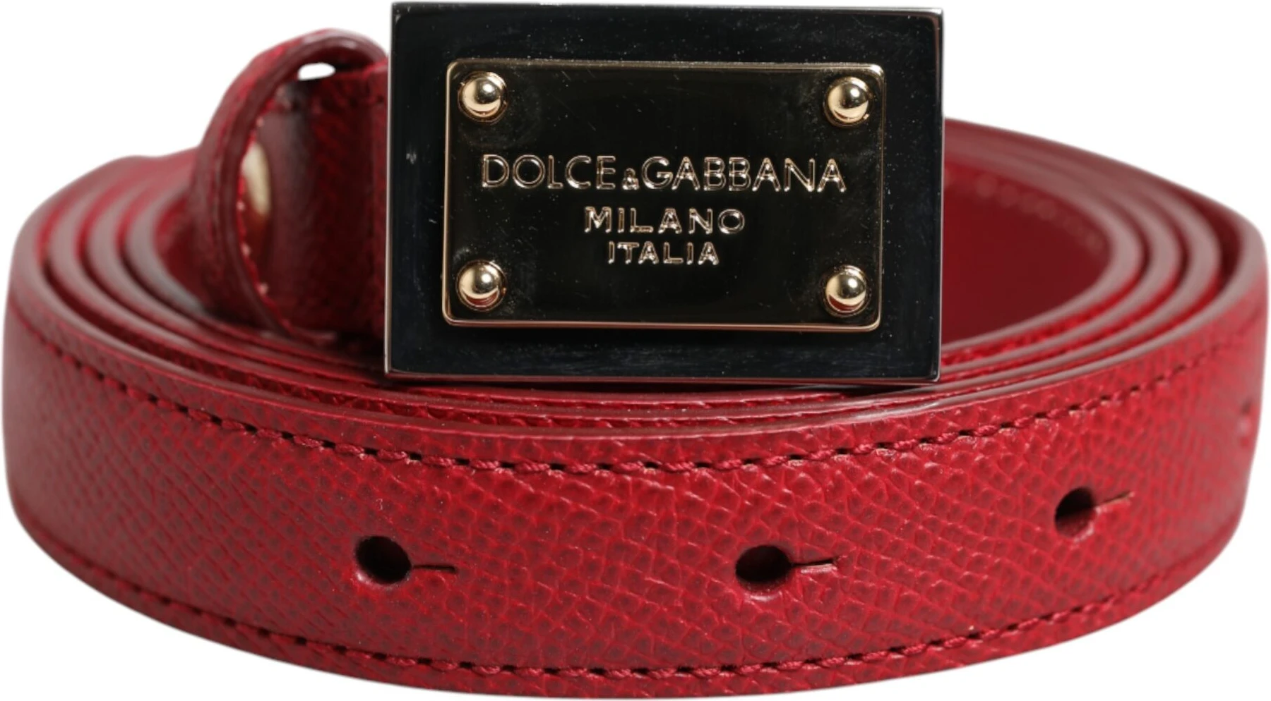 Ремень Dolce & Gabbana Красная Кожа Квадратная Металлическая Пряжка Cintura Belt
