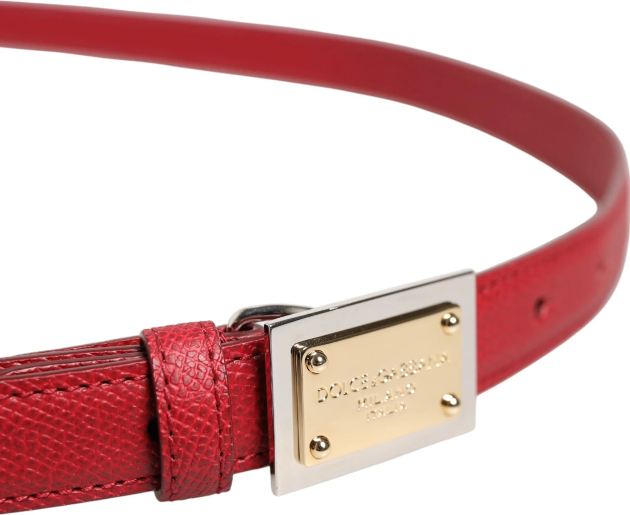 Ремень Dolce & Gabbana Красная Кожа Квадратная Металлическая Пряжка Cintura Belt