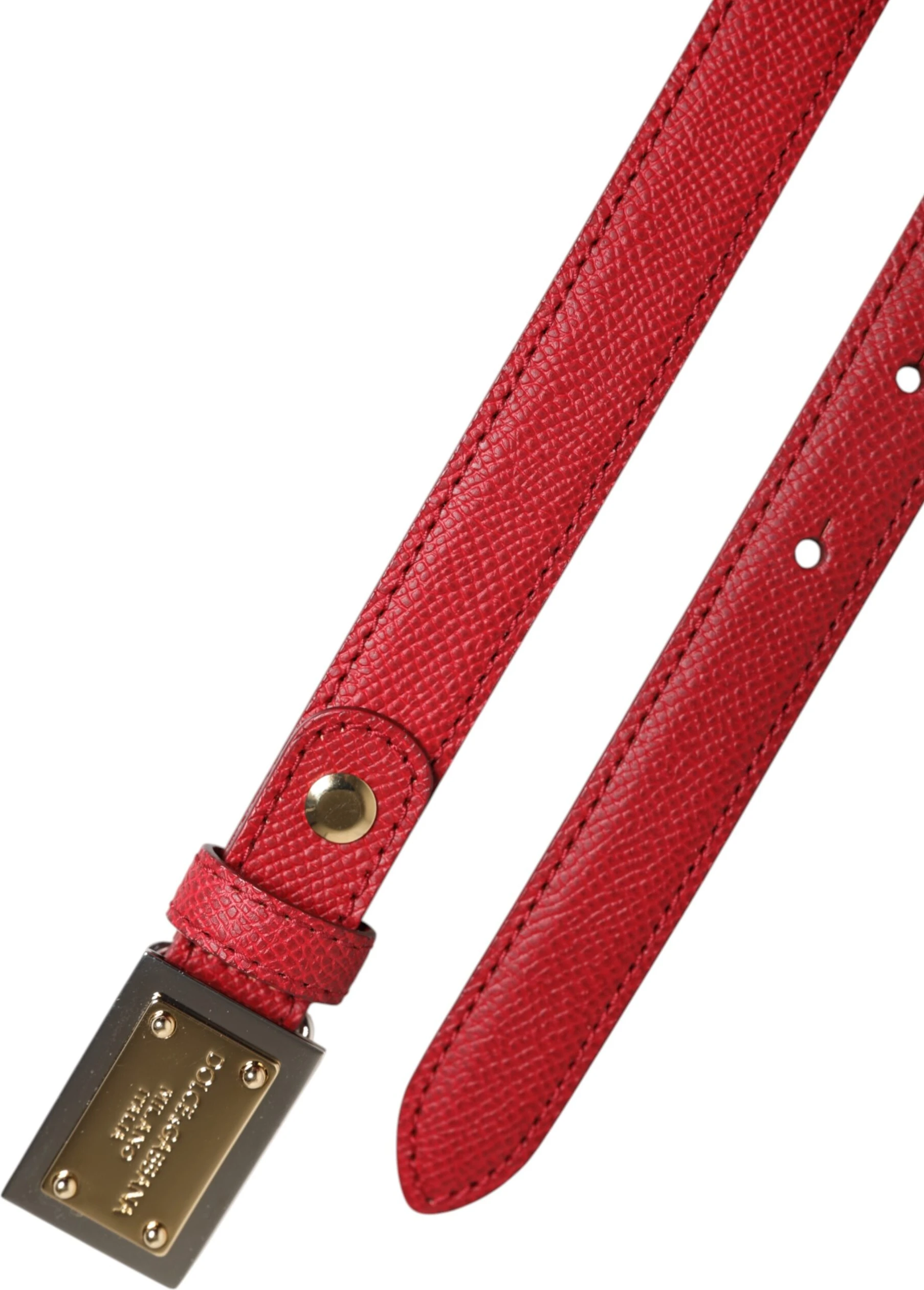 Ремень Dolce & Gabbana Красная Кожа Квадратная Металлическая Пряжка Cintura Belt