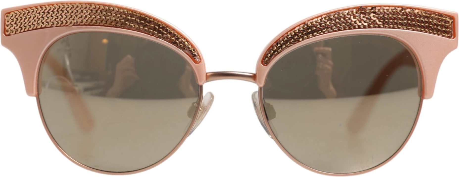 Солнцезащитные очки Dolce & Gabbana Розовое золото Зеркальные «Кошачий глаз» DG6109 с пайетками
