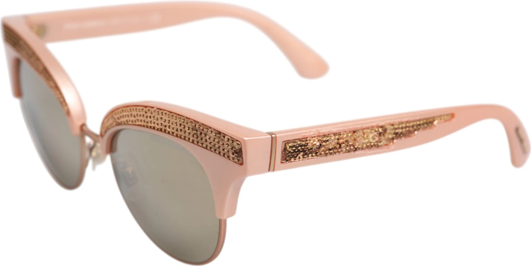 Солнцезащитные очки Dolce & Gabbana Розовое золото Зеркальные «Кошачий глаз» DG6109 с пайетками