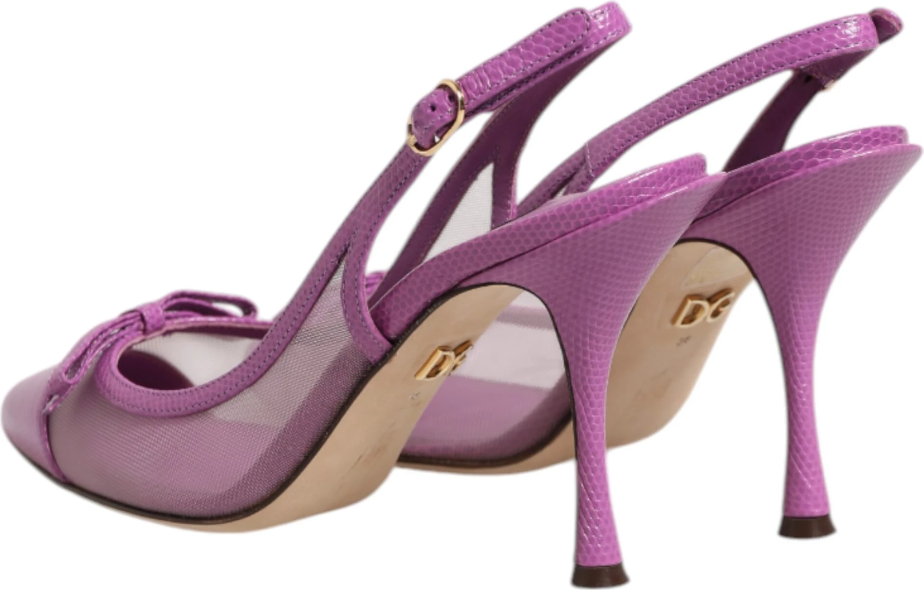Фиолетовые туфли-слингбэки из сетки и кожи Dolce & Gabbana