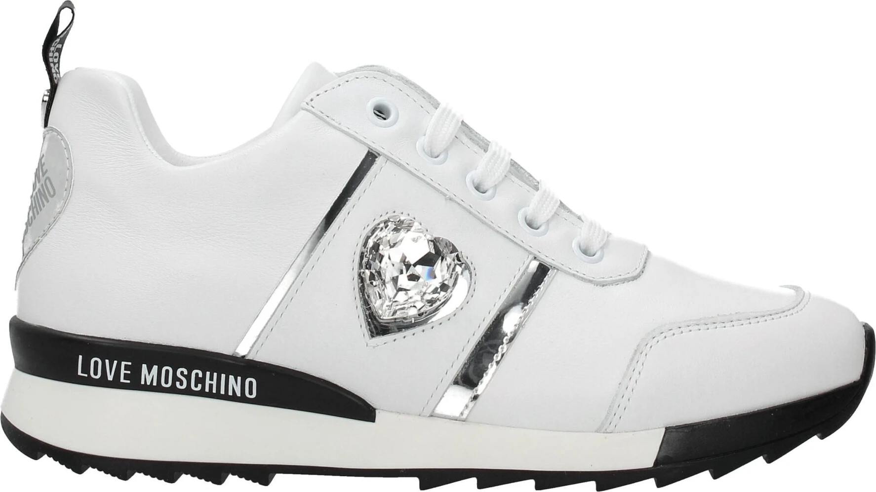 Белые низкие кроссовки из натуральной кожи LOVE MOSCHINO