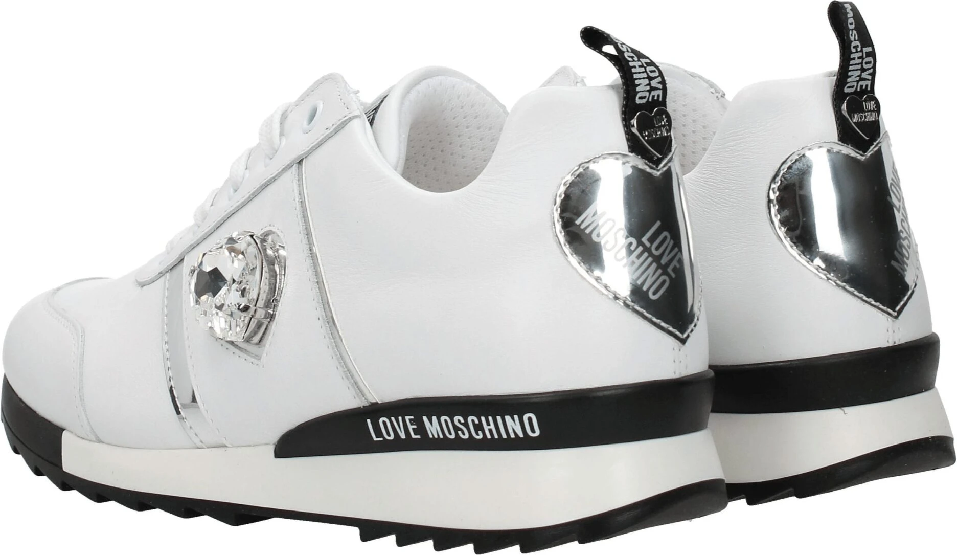 Белые низкие кроссовки из натуральной кожи LOVE MOSCHINO