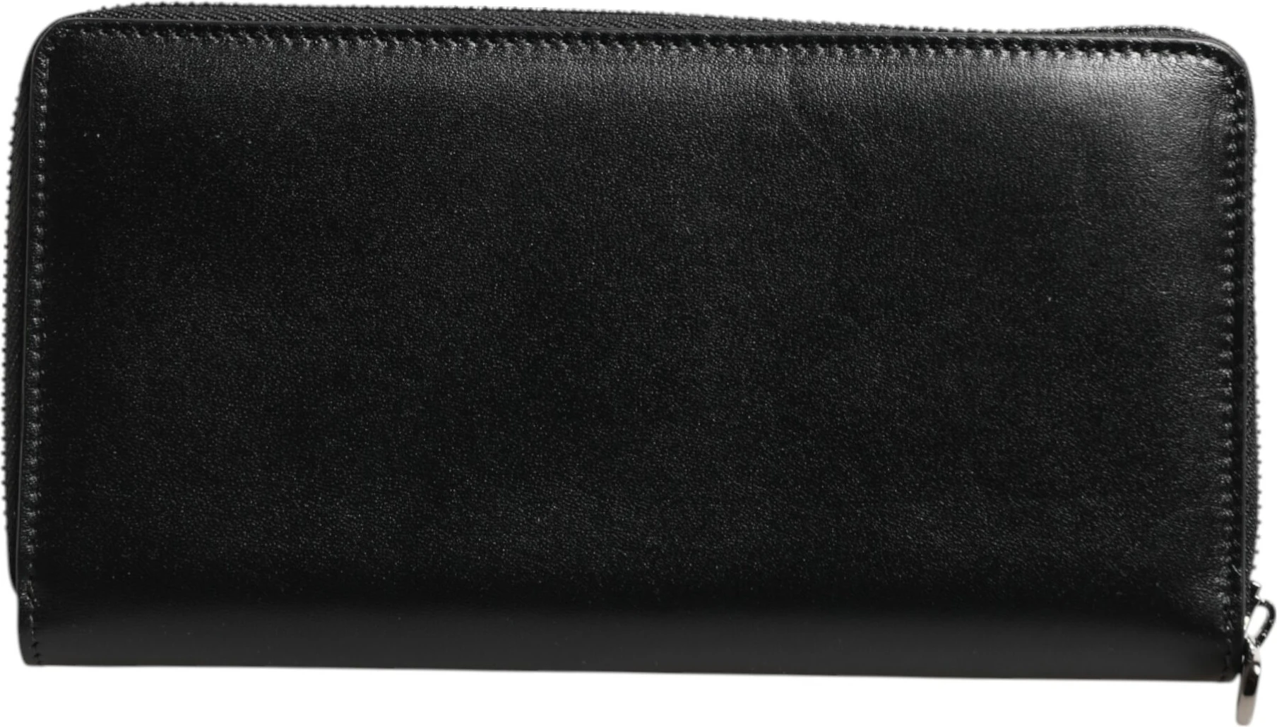 Кошелек Dolce & Gabbana Черная кожа с бляшкой DG, кошелек на молнии Continental