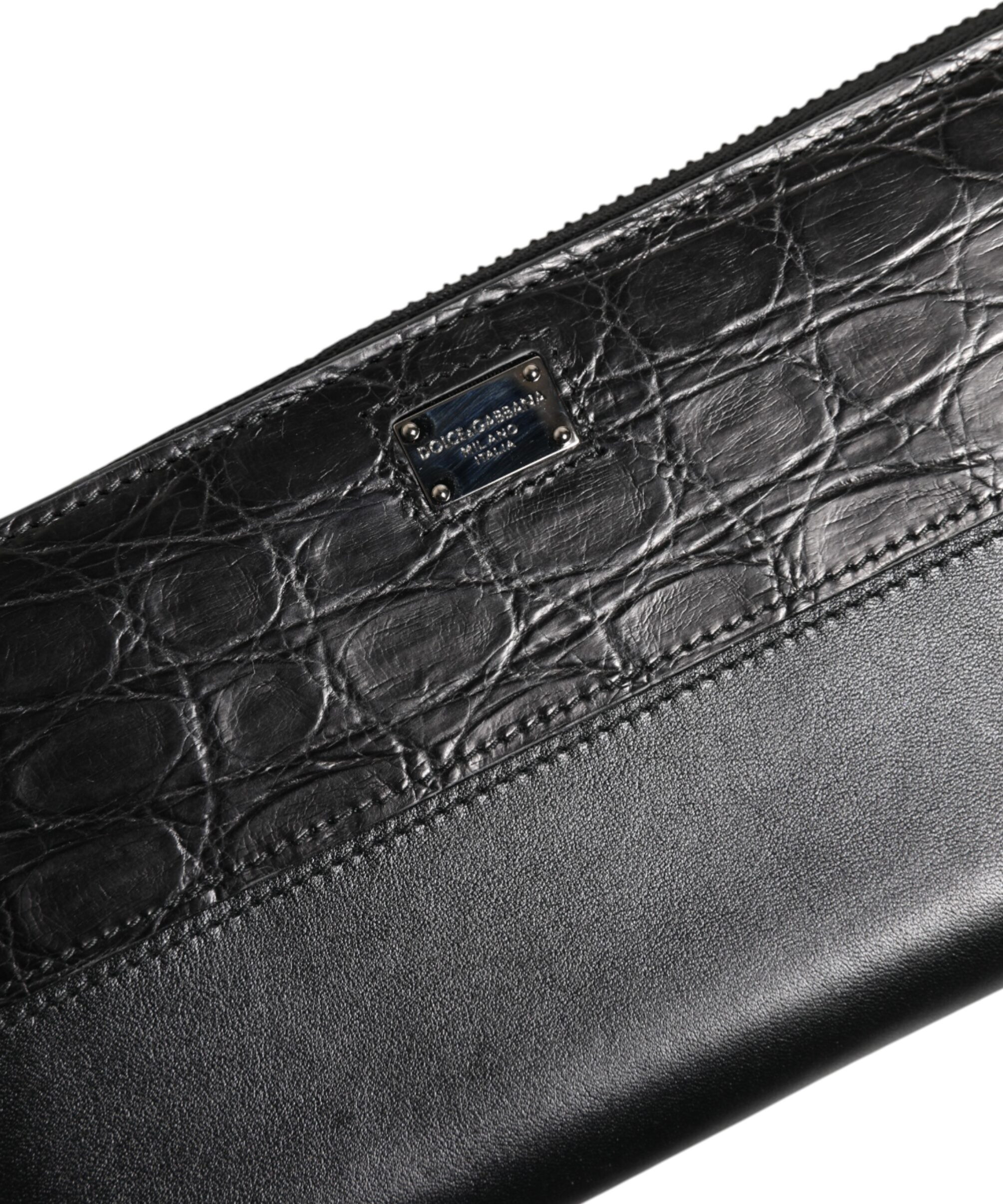 Кошелек Dolce & Gabbana Черная кожа с бляшкой DG, кошелек на молнии Continental