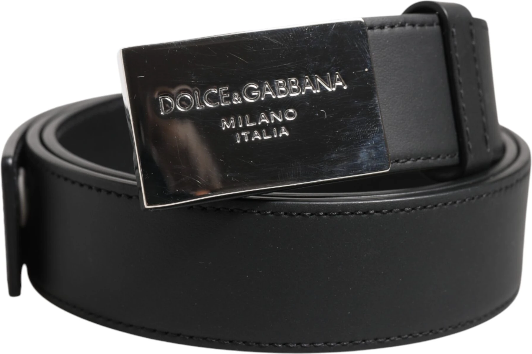 Ремень Черная Кожа Классическая Металлическая Пряжка с Логотипом Dolce & Gabbana