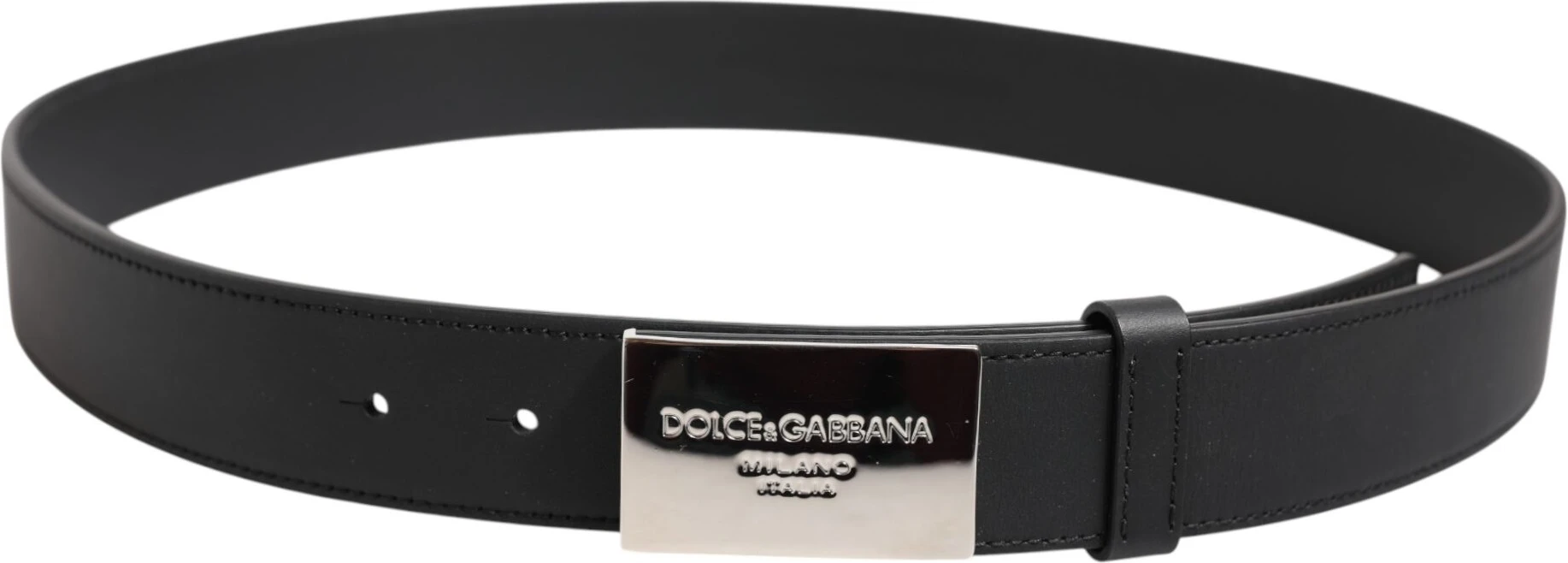 Ремень Черная Кожа Классическая Металлическая Пряжка с Логотипом Dolce & Gabbana