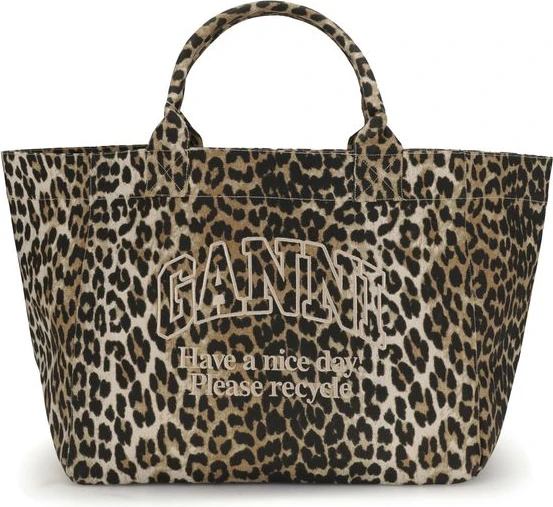 Сумка-тоут GANNI XXL Leopard Tote Bag