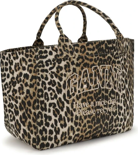 Сумка-тоут GANNI XXL Leopard Tote Bag