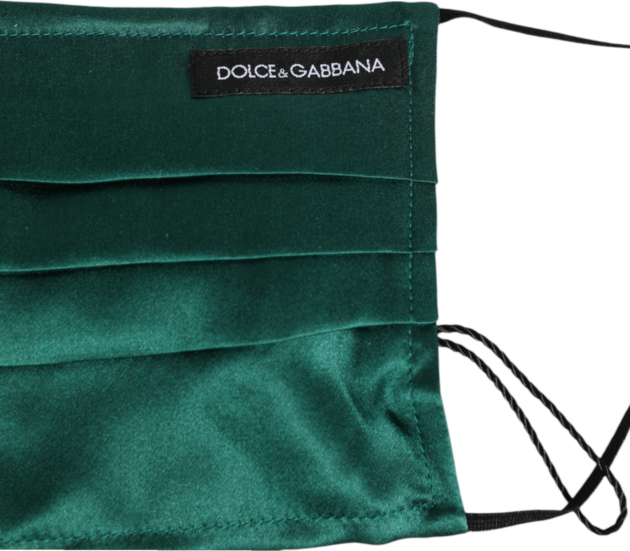 Маска для лица Dolce & Gabbana Зеленая шелковая плиссированная с эластичными ушными петлями