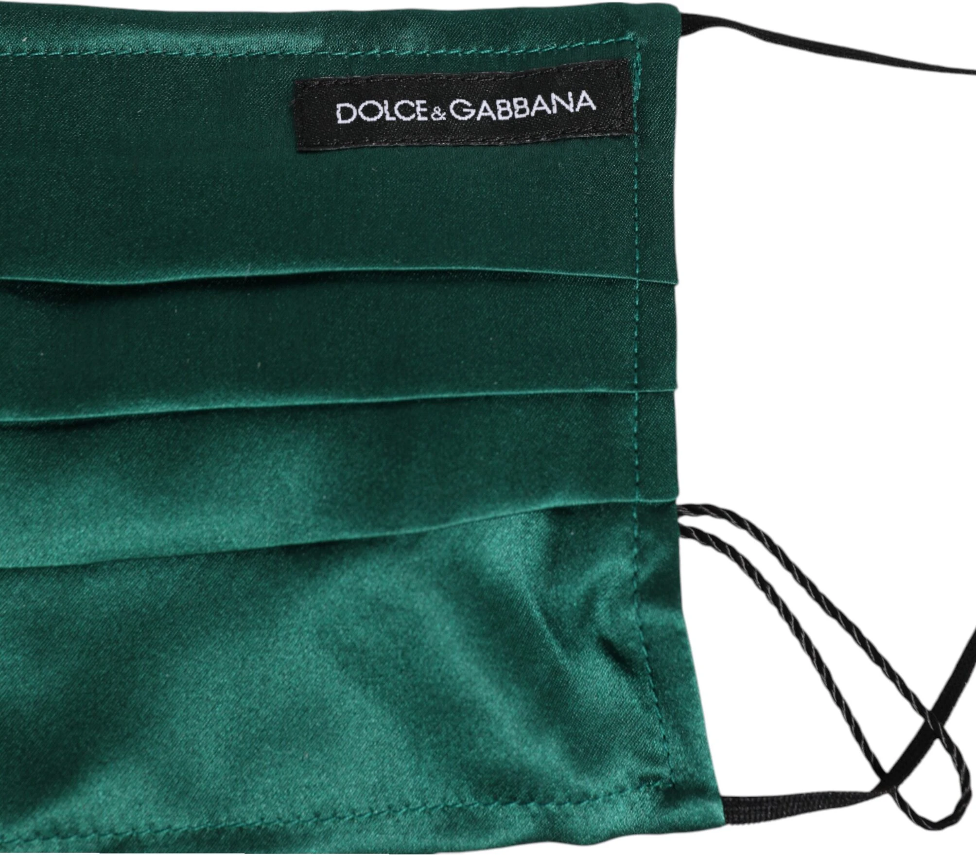 Маска для лица Dolce & Gabbana Зеленая шелковая плиссированная с эластичными ушными петлями
