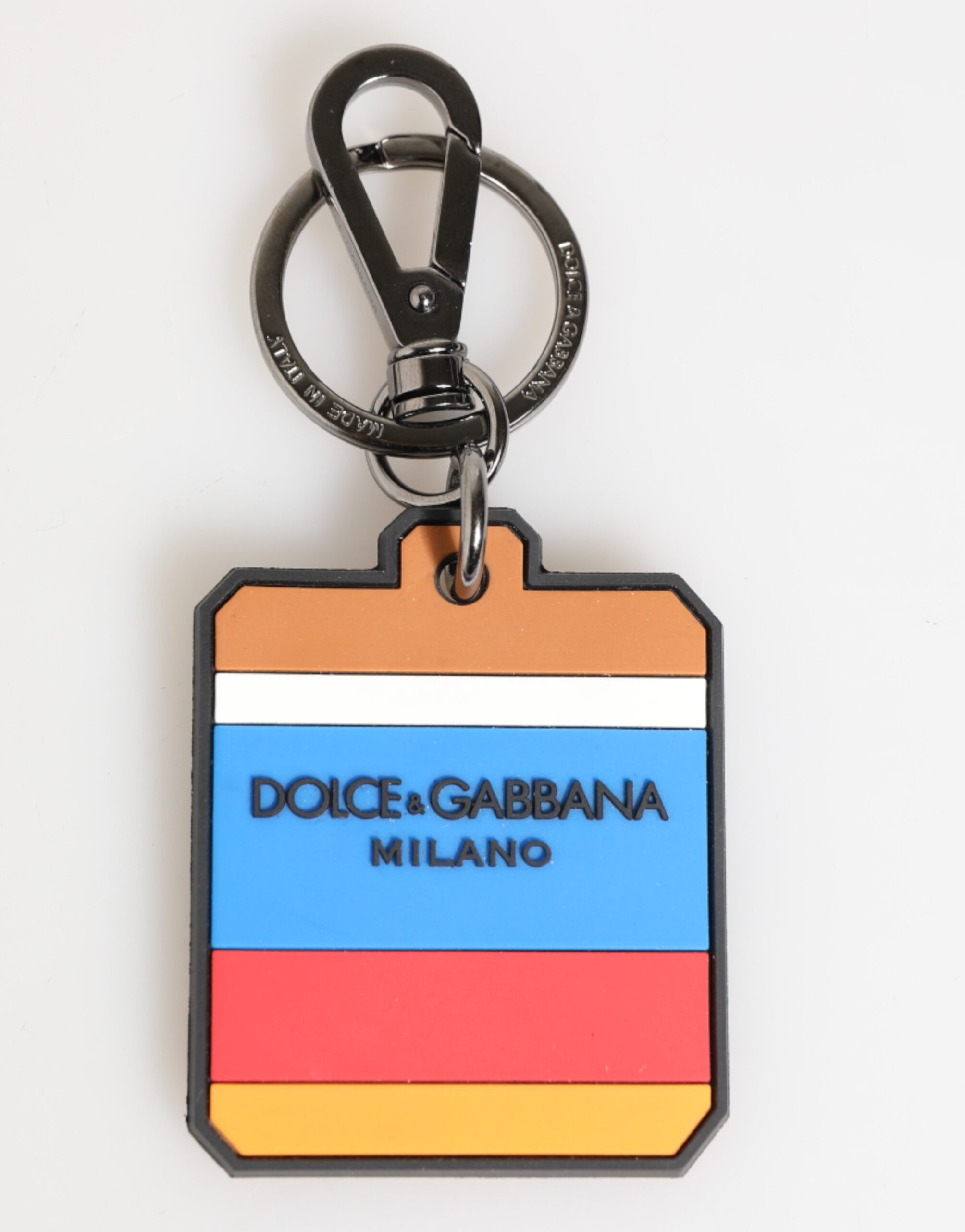 Брелок Dolce & Gabbana Multicolor DG Rubber Logo Silver Мужской Брелок для ключей